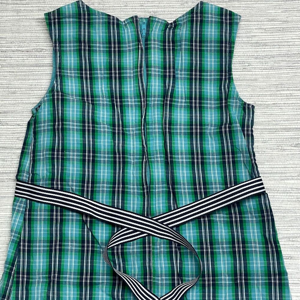 Old Navy 5T Girls summer spring plaid button ruffles green navy dress D50 - Picture 5 of 5